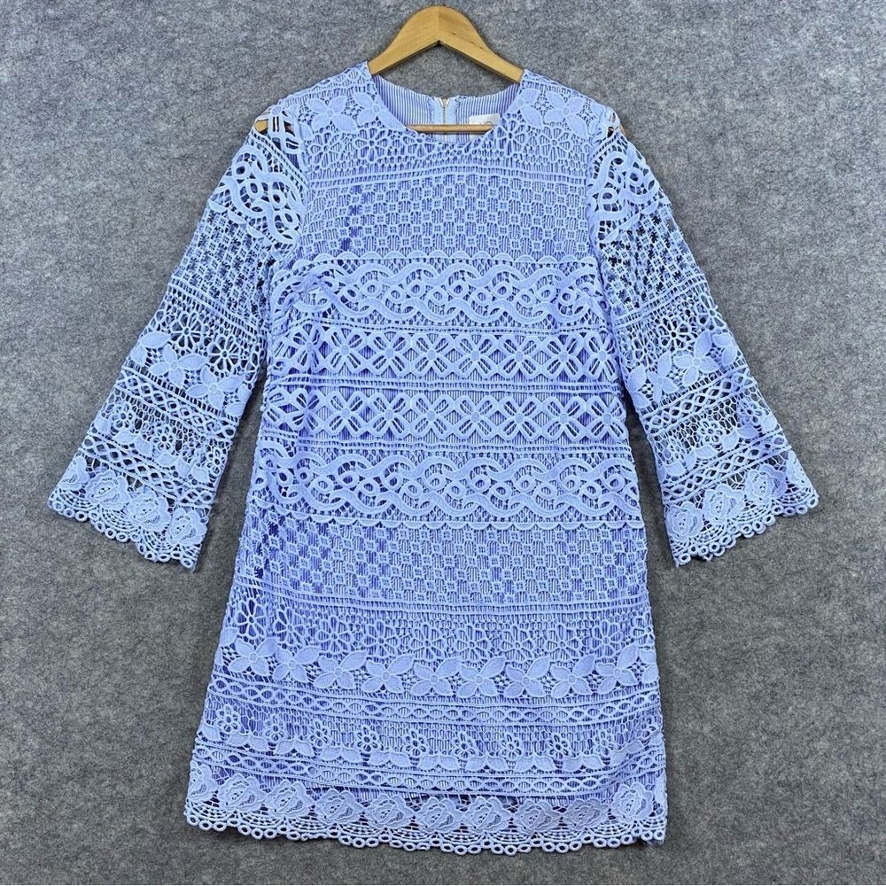 HD in Paris Anthropologie Havre Lace Dress Sz S Periwinkle‎ Shift Wedding Guest